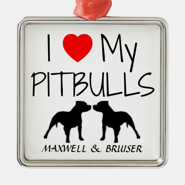 Custom I Love My Pitbulls Metal Tree Decoration (Front)