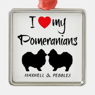 Custom I Love My Pomeranians Metal Tree Decoration