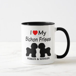 Custom I Love My Two Bichon Frise Dogs Mug