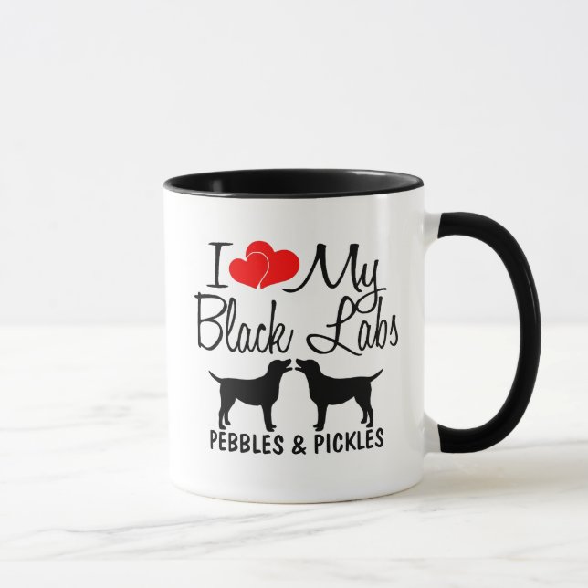 Custom I Love My Two Black Labs Mug (Right)