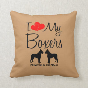 Custom I Love My Two Boxers Cushion