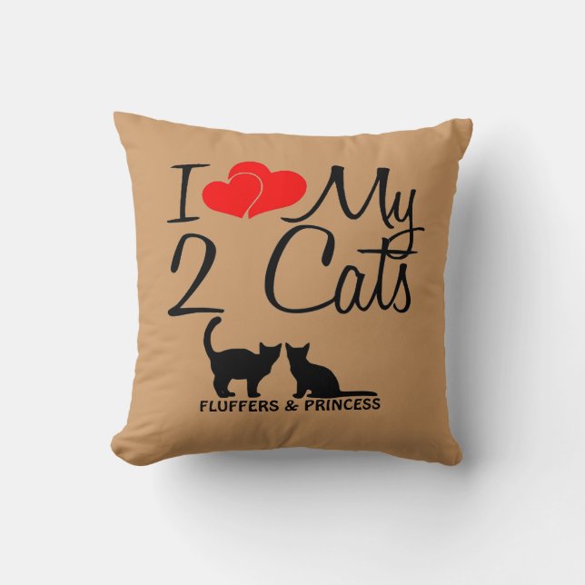 Custom I Love My Two Cats Cushion (Front)