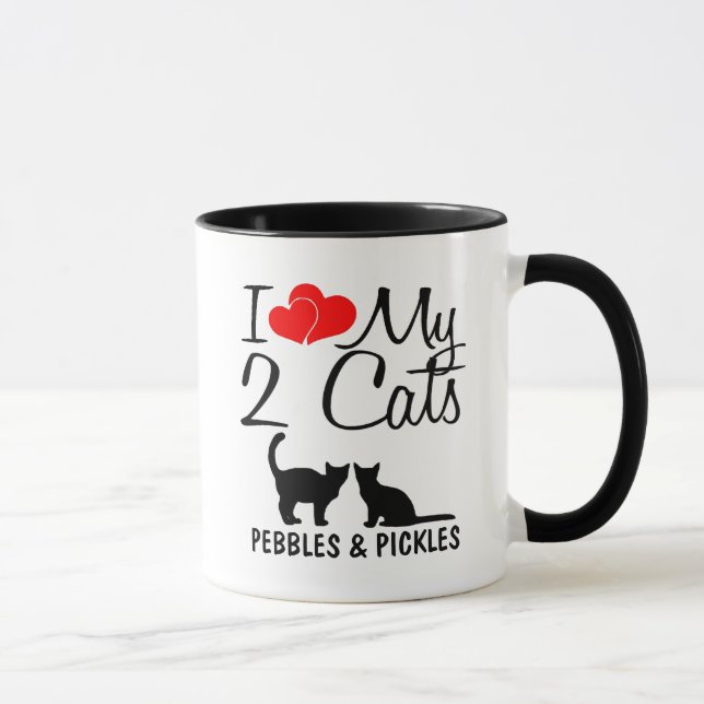 Custom I Love My Two Cats Mug (Right)