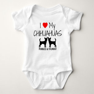Custom I Love My TWO Chihuahuas Baby Bodysuit