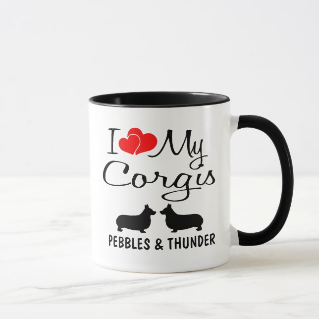 Custom I Love My Two Corgis Mug (Right)