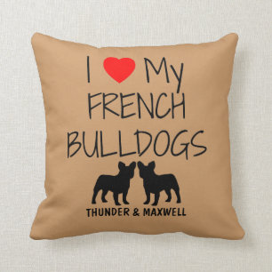 Custom I Love My Two French Bulldogs Cushion
