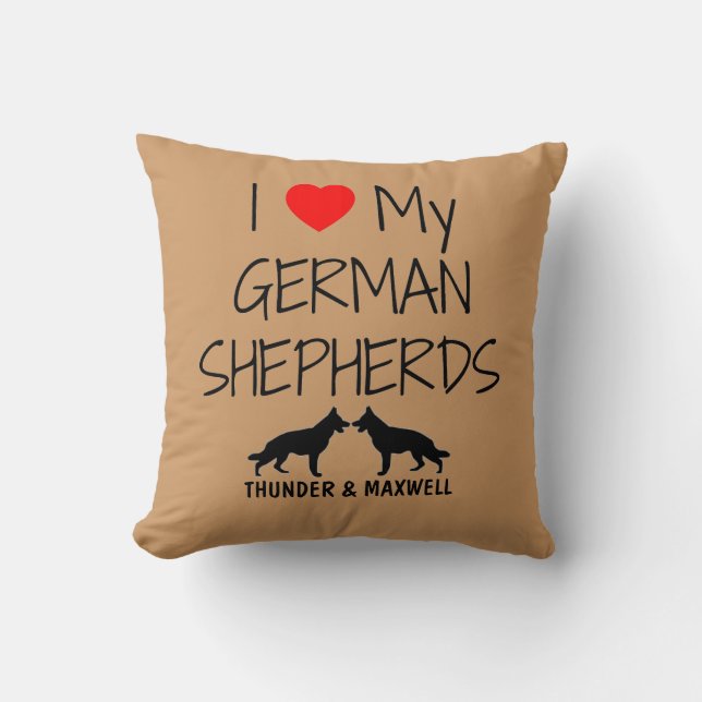 Custom I Love My Two German Shepherds Cushion (Front)