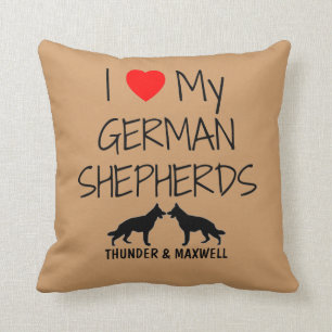 Custom I Love My Two German Shepherds Cushion