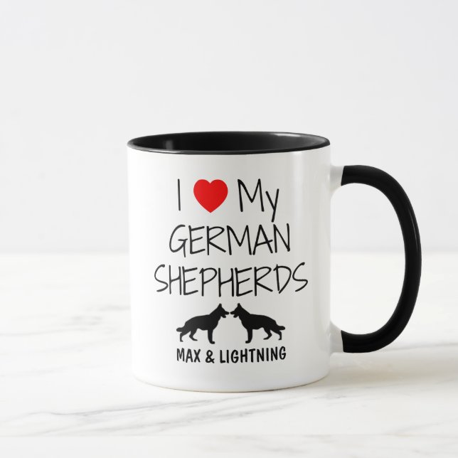 Custom I Love My Two German Shepherds Mug (Right)