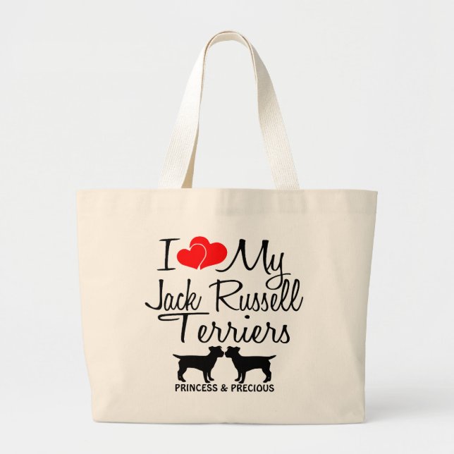 Custom I Love My Two Jack Russell Terriers Bag (Front)
