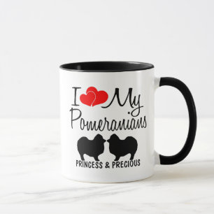 Custom I Love My Two Pomeranian Dogs Mug