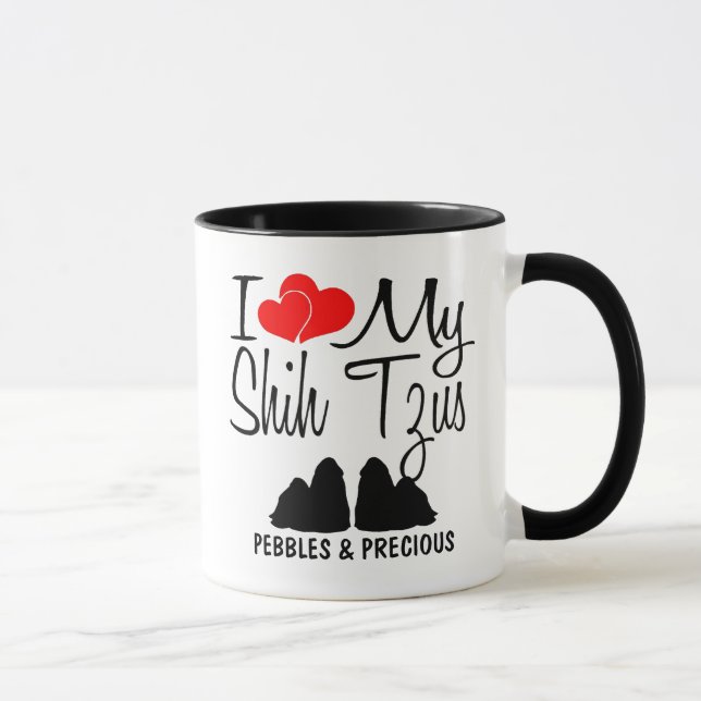 Custom I Love My Two Shih Tzus Mug (Right)