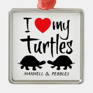 Custom I Love My Two Turtles Metal Tree Decoration