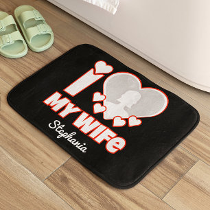 Custom I Love My Wife – Add Name & Photo Bath Mat