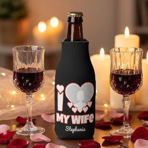 Custom I Love My Wife – Add Name & Photo Bottle Cooler