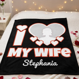 Custom I Love My Wife – Add Name & Photo Fleece Blanket