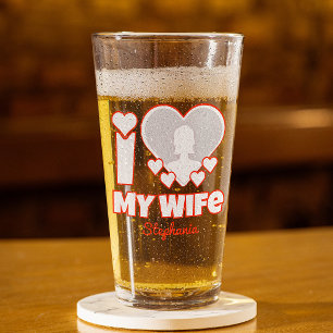Custom I Love My Wife – Add Name & Photo Glass