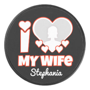 Custom I Love My Wife – Add Name & Photo Hockey Puck