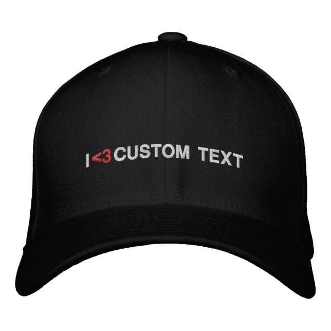 Custom I love red heart white modern text Embroidered Hat (Front)