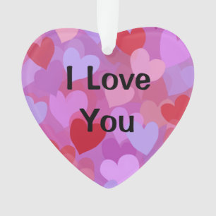 Custom I Love You Modern Typography Heart Ornament