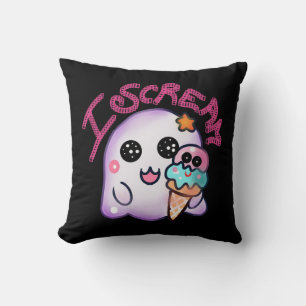 Custom "I Scream" Ghost with Ice Cream Cone Art Cushion