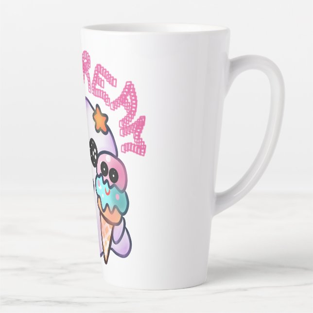 Custom "I Scream" Ghost with Ice Cream Cone Art Latte Mug (Right)