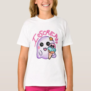 Custom "I Scream" Ghost with Ice Cream Cone Art T-Shirt