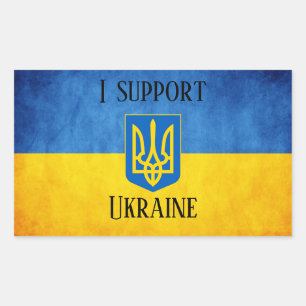 Custom I support Ukraine UKRAINIAN FLAG I stand w Rectangular Sticker