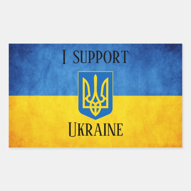 Custom I support Ukraine UKRAINIAN FLAG I stand w  Rectangular Sticker (Front)