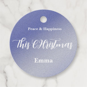 Custom Ice Blue Glitter Christmas Gift Tag