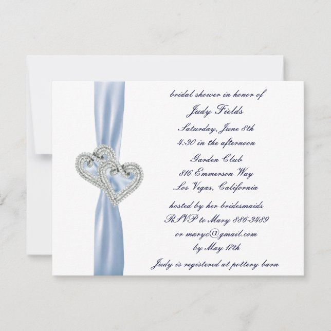 Custom Ice Blue Hearts Bridal Shower Invitation (Front)