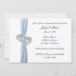 Custom Ice Blue Hearts Engagement Party Invitation