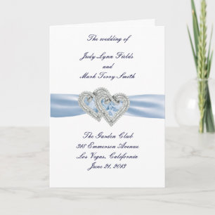 Custom Ice Blue Hearts Program Card