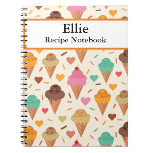 Custom Ice Cream Cone pattern Recipe Notebook