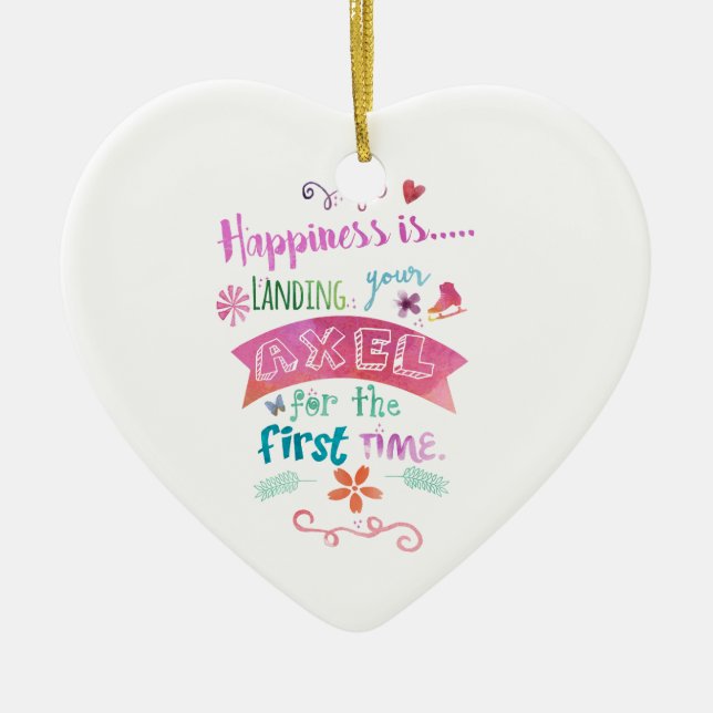Custom Ice Figure Skating Giftware Happiness Skate Ceramic Tree Decoration (Front)