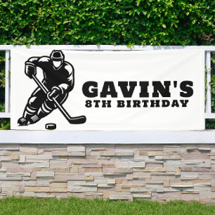 Custom Ice Hockey Birthday Party Vinyl Outdoor Banner