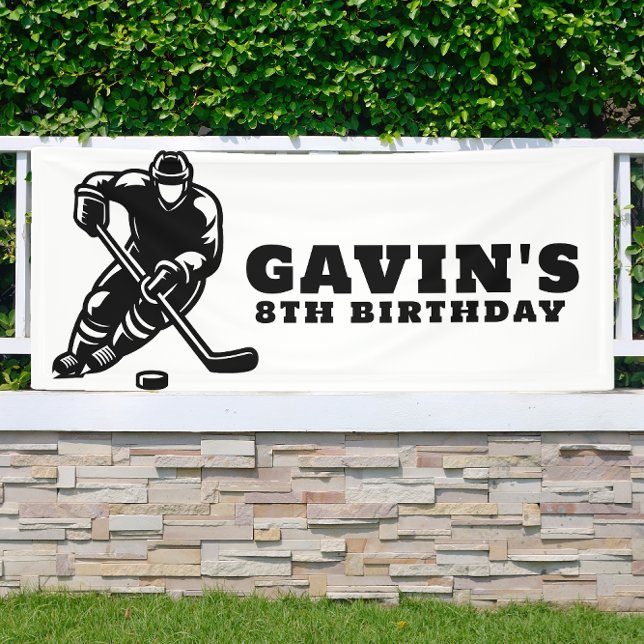 Custom Ice Hockey Birthday Party Vinyl Outdoor Banner (Creator Uploaded)