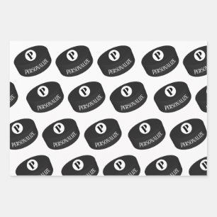 Custom Ice Hockey Name Monogram Puck Wrapping Paper Sheet