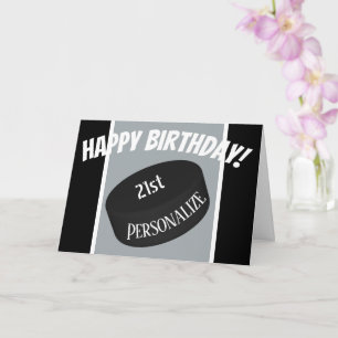 Custom Ice Hockey Personalised Age Name Birthday Card