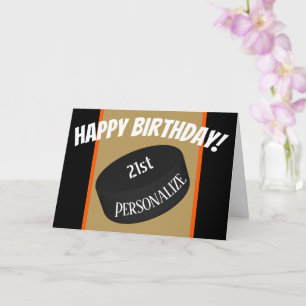 Custom Ice Hockey Personalised Name Age Birthday Card