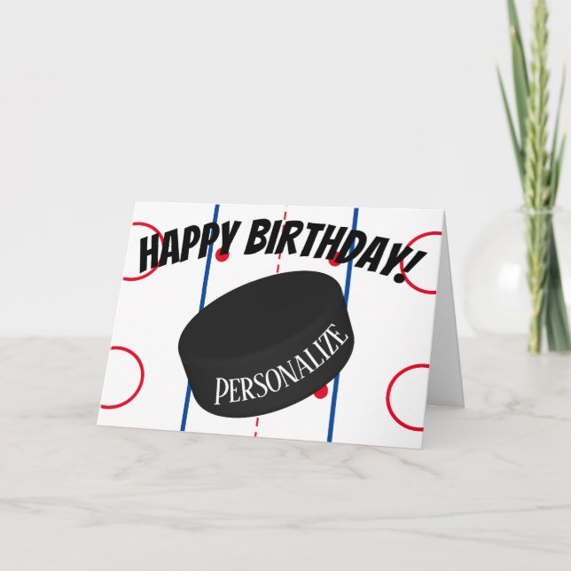 Custom Ice Hockey Personalised Name Birthday Card (Front)