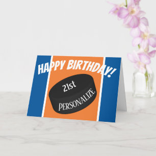 Custom Ice Hockey Personalized Age Name Birthday Card
