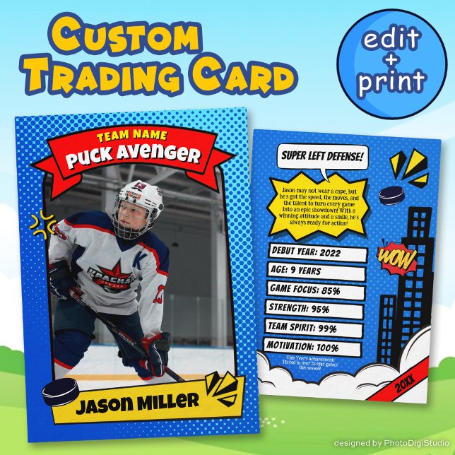 Custom Ice Hockey Trading Card, Comic Hockey Card (Custom Ice Hockey Trading Card, Comic Hockey Card)