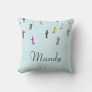 Custom Ice Skaters On Lake │ ice skating Girl Name Cushion
