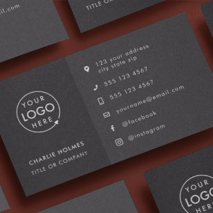 Custom Icons   Modern Logo Social Media Black Business Card