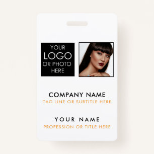 Custom ID Badge Printing Employee ID Photo White