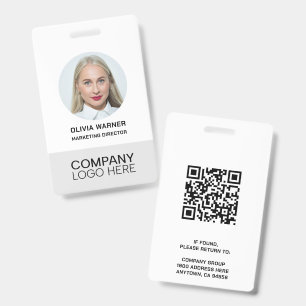 Custom ID Employee Photo QR CODE LOGO GRAY Badge