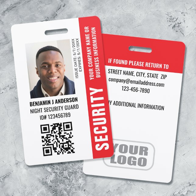 Custom ID Security Guard QR Code Photo Name Red ID Badge (Creator Uploaded)