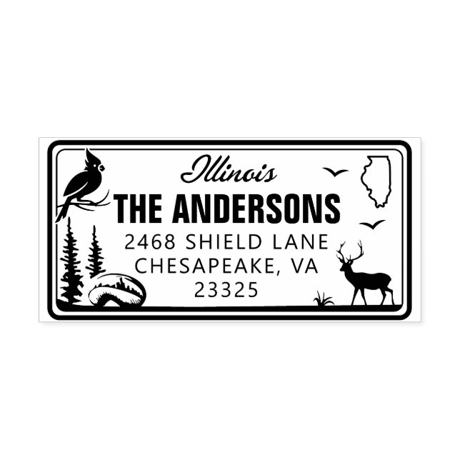 Custom Illinois License Plate Address Stamp (Design)