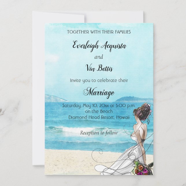 Custom Illustrated Destination Wedding Invitation (Front)